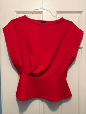 Express Red Short-Sleeve Peplum Top